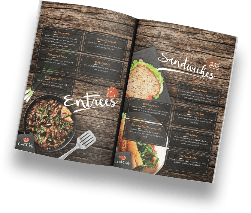 Elegant black food menu